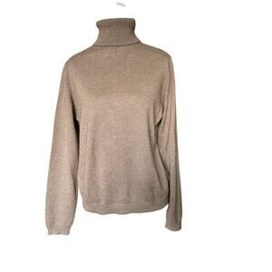 Lauren Ralph Lauren Silk Cashmere Turtleneck Sweater Women’s Petite L Brown